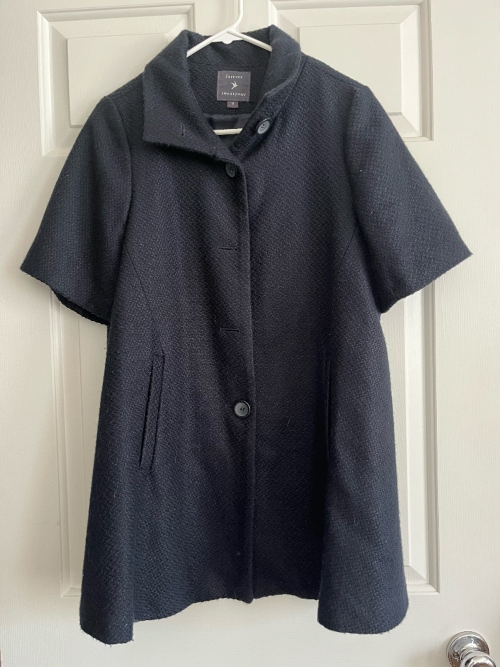 Forever21 Peplum Short Sleeve Navy Blue Jacket | Size Medium